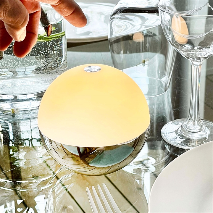 Alba Light Ball Batterilampe Bordlampe Krom Stk
