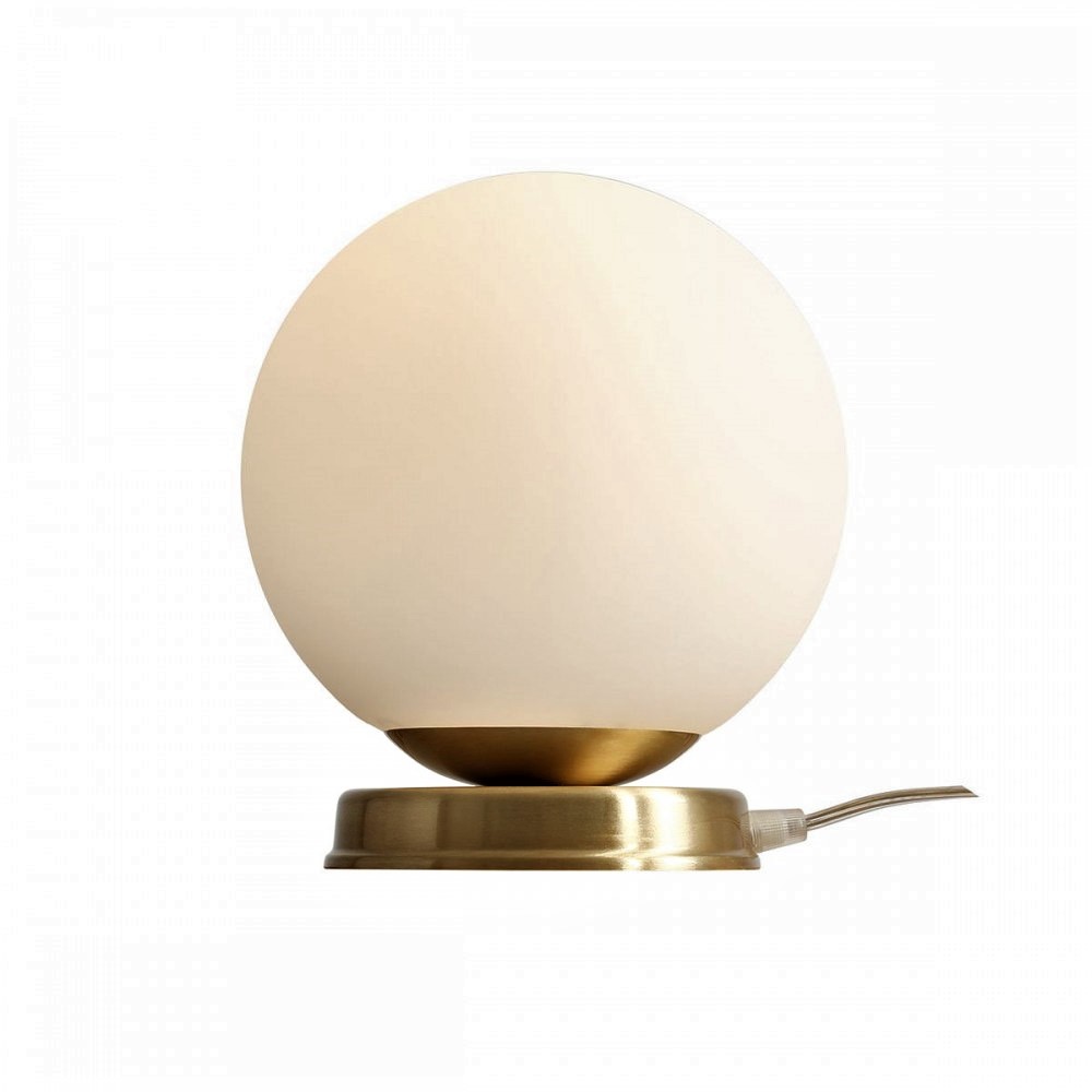 Hazme Bordlampe Messing Hvidt Glas