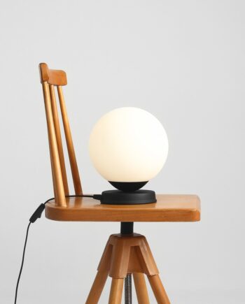 Hazme Bordlampe Sort Metal Hvidt Glas
