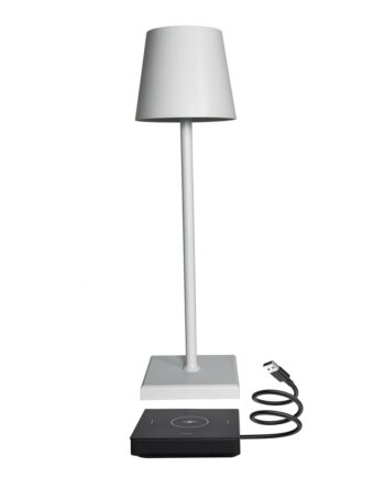 Led Bordlampe Inkl Trådløs Opladning Hvid Ip54 Inde Udendørs Touch Dæmpbar Dæmpbar : Dæmpbar Farve Hus : Hvid
