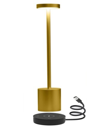 Opladelig Led Bordlampe Med Trådløs Opladning Guld Ip54 Inde Udendørs Touch Dæmpbar Dæmpbar : Dæmpbar