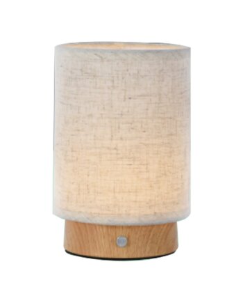 Tac Opladelig Bordlampe Touch Dæmpbar Træ Finish Beige Skærm Kulør : Varm