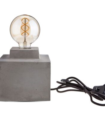 Beton Firkantet Bordlampe E27 Fatning ø16cm Ledning Med Afbryder Grå Beton