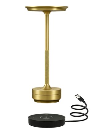 Opladelig Led Bordlampe Med Trådløs Opladning Guld Touch Dæmpbar Cct Ip54 Dæmpbar : Dæmper Indbygget Kulør : Cct Varm Til Kold Hvid