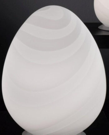 Alice Bordlampe Oval Selene Opal Hvidt Glas Mønstret Højde