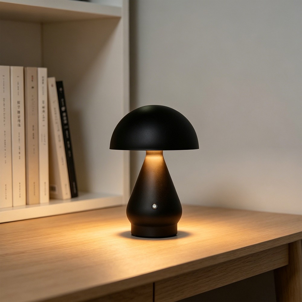 Opladelig Led Bordlampe Sort ø15cm 22cm Høj Touch Dæmpbar 3i1 Ip20 Indendørs Dæmpbar : Dæmper Indbygget Kulør :