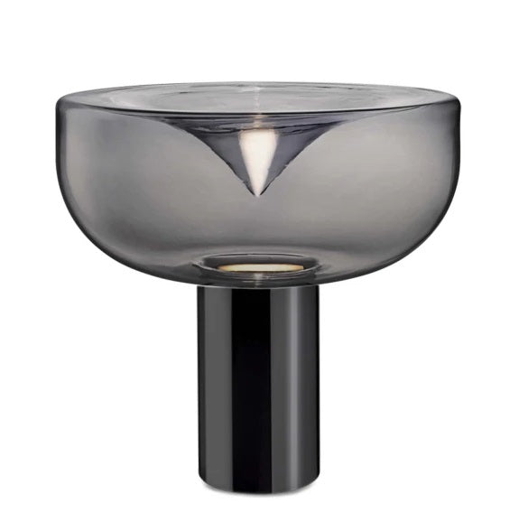 Aella 1968 Bordlampe Fra Leucos Gunmetal Røget Glas