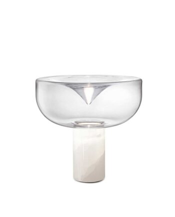 Aella Mini Bordlampe Fra Leucos Transparent Hvid Onyx Sten