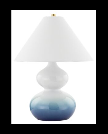 Aimee Bordlampe Keramik Polyester H54 ø40 E27 Blå Hvid