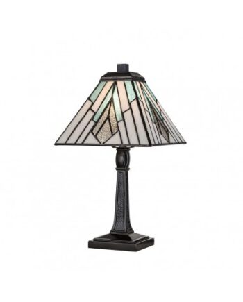 Alderley Tiffany Bordlampe Stål Glas H35 E14 Antik Bronze Multi