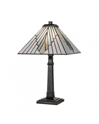 Alderley Tiffany Bordlampe Stål Glas H50 E27 Antik Bronze Multi