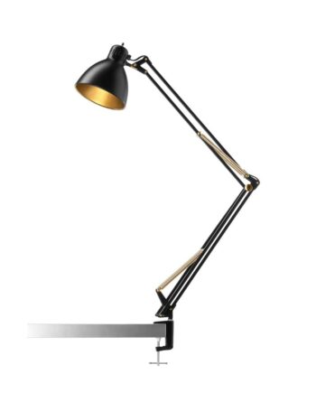 Archi Bordlampe Med Klemme Sort Guld Længe Lager Haves Nordic Living