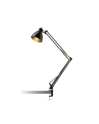 Archi Junior Bordlampe Med Klemme Mat Sort Guld Længe Lager Haves Nordic Living
