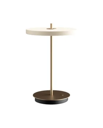 Asteria Move Batteri Bordlampe Pearl Hvid Messing