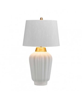 Bexley Bordlampe Stål Keramik Faux Silke H56 E27 Børstet Messing Hvid Elfenbenshvid