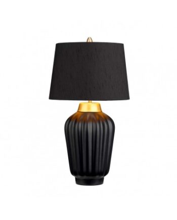 Bexley Bordlampe Stål Keramik Faux Silke H56 E27 Børstet Messing Sort Sort
