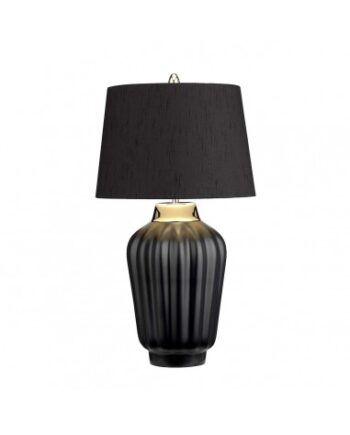 Bexley Bordlampe Stål Keramik Faux Silke H56 E27 Poleret Nikkel Sort Sort