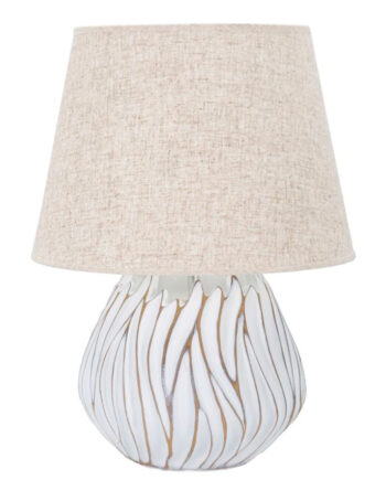 Boho Chic Bordlampe Hvid Polyresin Metal Stof 35x48