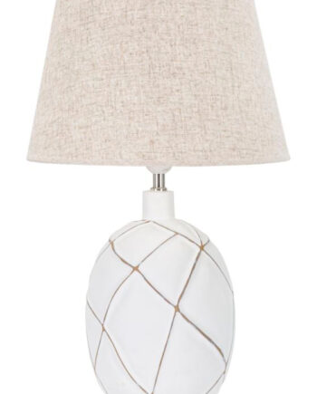 Boho Chic Bordlampe Hvid Polyresin Metal Stof 35x60