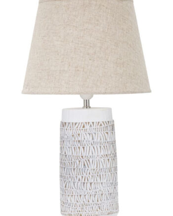 Boho Chic Bordlampe Hvid Polyresin Metal Stof 35x60x5