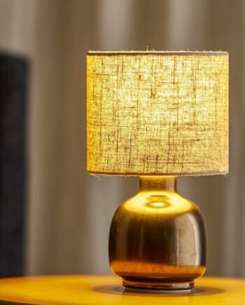 Bordlampe  Agni Bronze Hør Skærm Bloomingville :