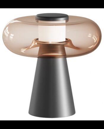 Bordlampe Aluminium Glas H35 ø35 18w Led Satineret Sort Rødbrun