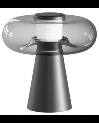 Bordlampe Aluminium Glas H35 ø35 18w Led Satineret Sort Røget