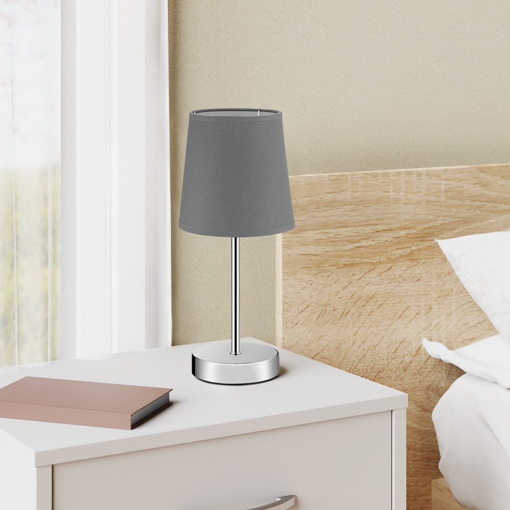 Bordlampe Antracit Stofskærm Højde