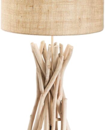 Bordlampe Driftwood Ideal Lux ø40 H52 Naturlig Træ Stof