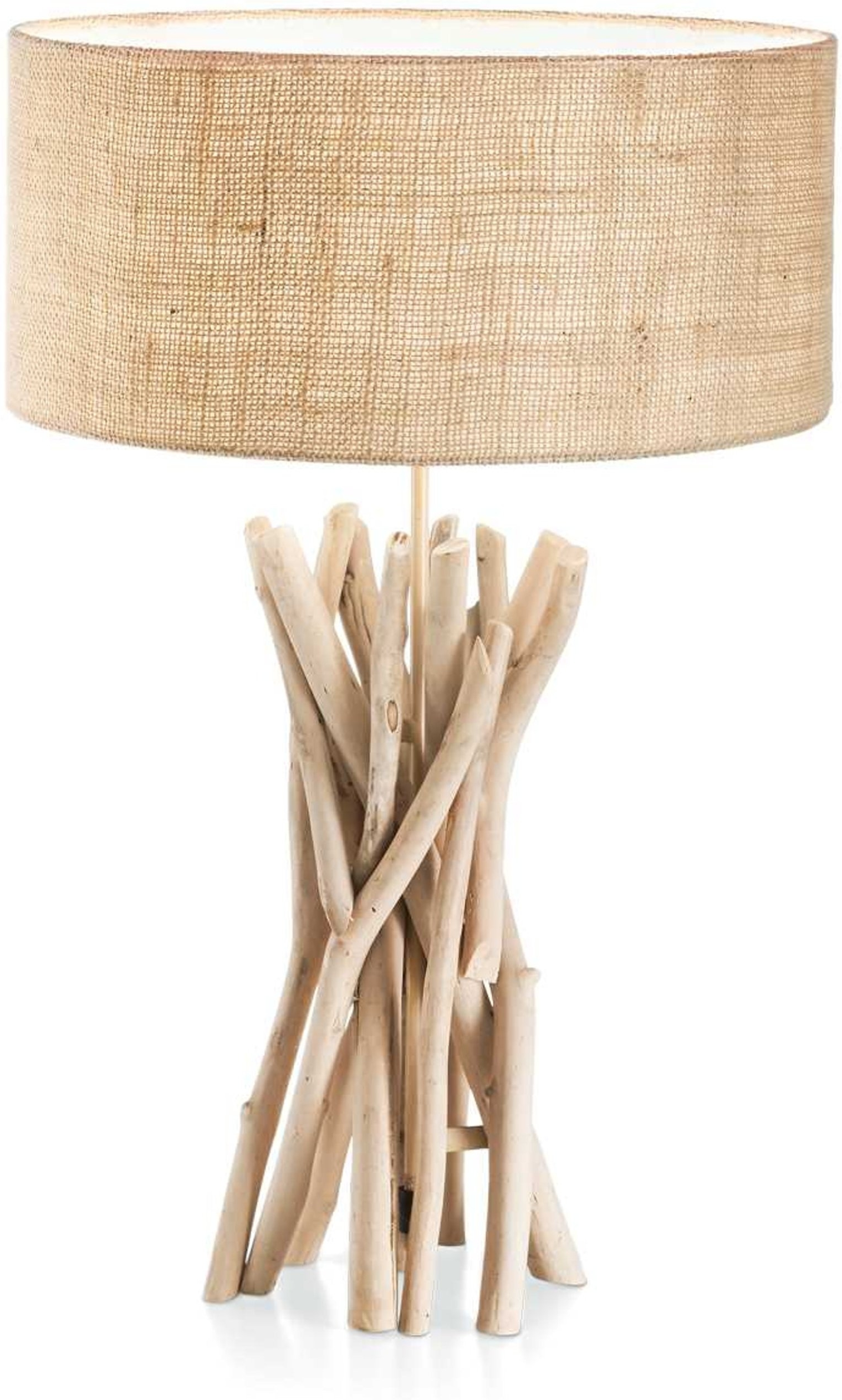 Bordlampe Driftwood Ideal Lux ø40 H52 Naturlig Træ Stof