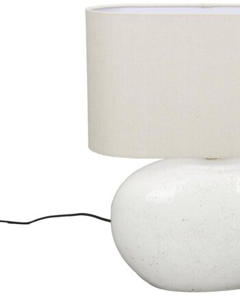 Bordlampe Dutchbone Hailey Keramik Sølv Med Hørskærm H50xb20