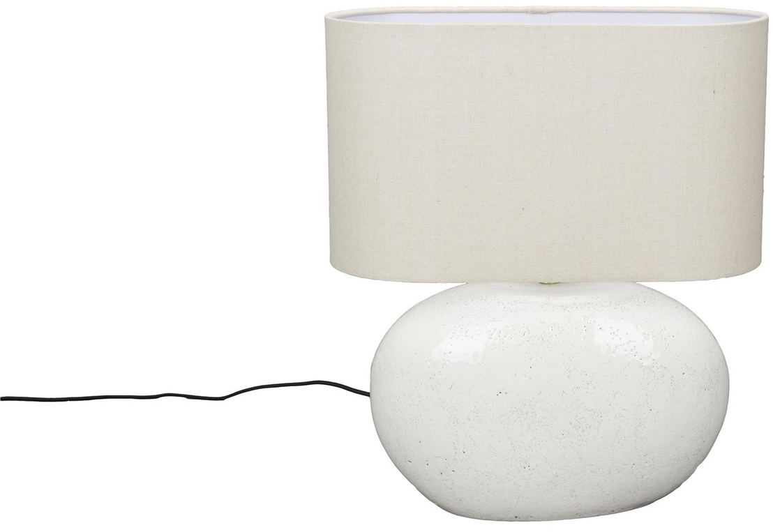 Bordlampe Dutchbone Hailey Keramik Sølv Med Hørskærm H50xb20