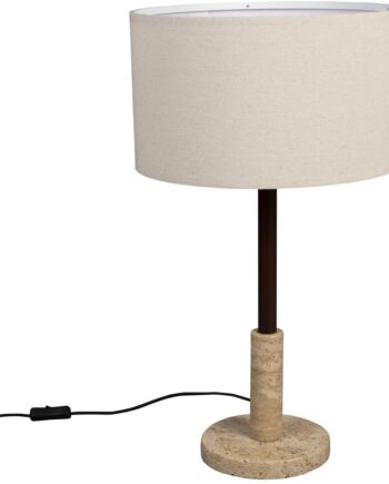 Bordlampe Dutchbone Jackson Lysgrå Travertin Med Hørskærm ø35 H61