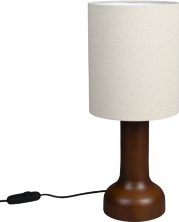 Bordlampe Dutchbone Jones ø25 H60 Lysegrå Gummitræ Linned Dæmpbar E27 Fatning