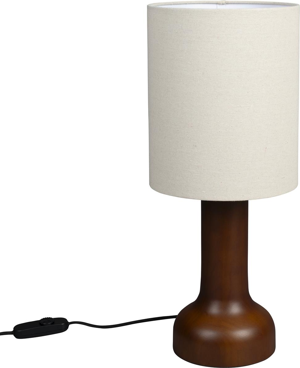 Bordlampe Dutchbone Jones ø25 H60 Lysegrå Gummitræ Linned Dæmpbar E27 Fatning