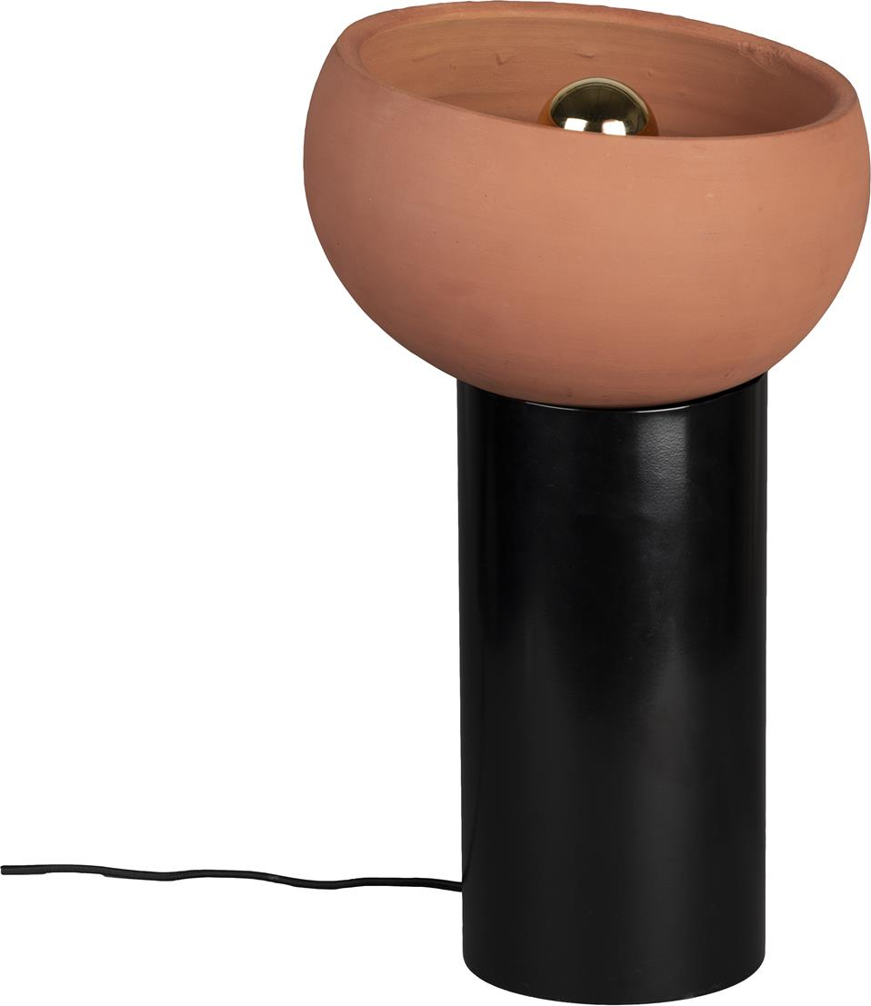 Bordlampe Dutchbone Zahra Nougat Keramik ø26 Sort Metalbase
