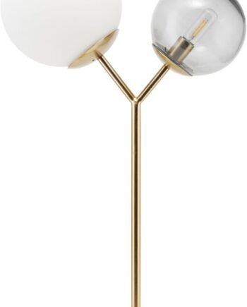 Bordlampe House Doctor Twice Dobbelte Glaskupler Røg Hvid Messingfod