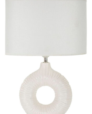 Bordlampe Hvid Keramik Jern Stof 28x5x15