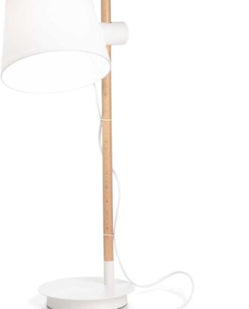 Bordlampe Ideal Lux Axel Hvid Træ Stof H66 ø20