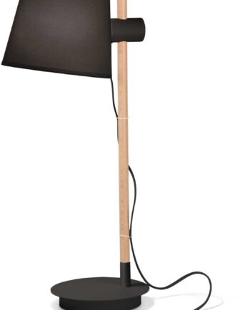 Bordlampe Ideal Lux Axel Minimalistisk Design Træ Stof Med Justerbar Skærm Sort
