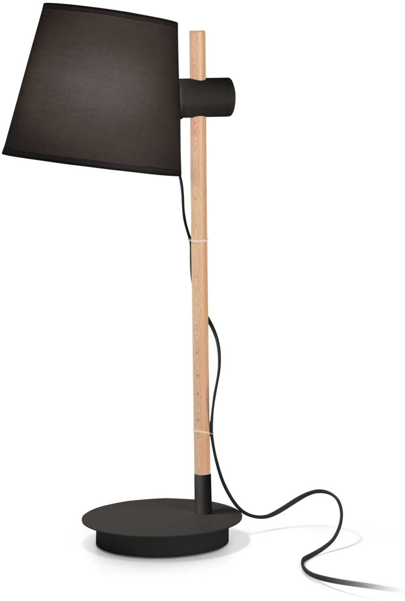 Bordlampe Ideal Lux Axel Minimalistisk Design Træ Stof Med Justerbar Skærm Sort