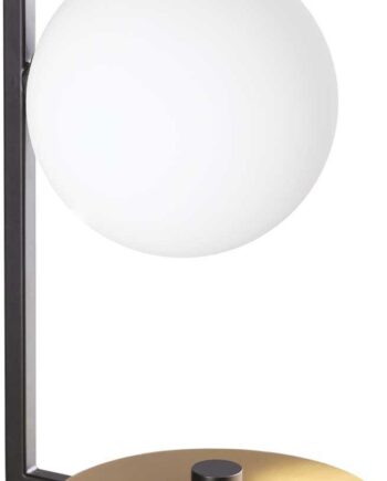 Bordlampe Ideal Lux Birds Sort Lakeret Metal Med Satin Messing Syreætsede Glas H26