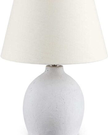 Bordlampe Ideal Lux Boulder Beton Med Stofskærm ø38 H55