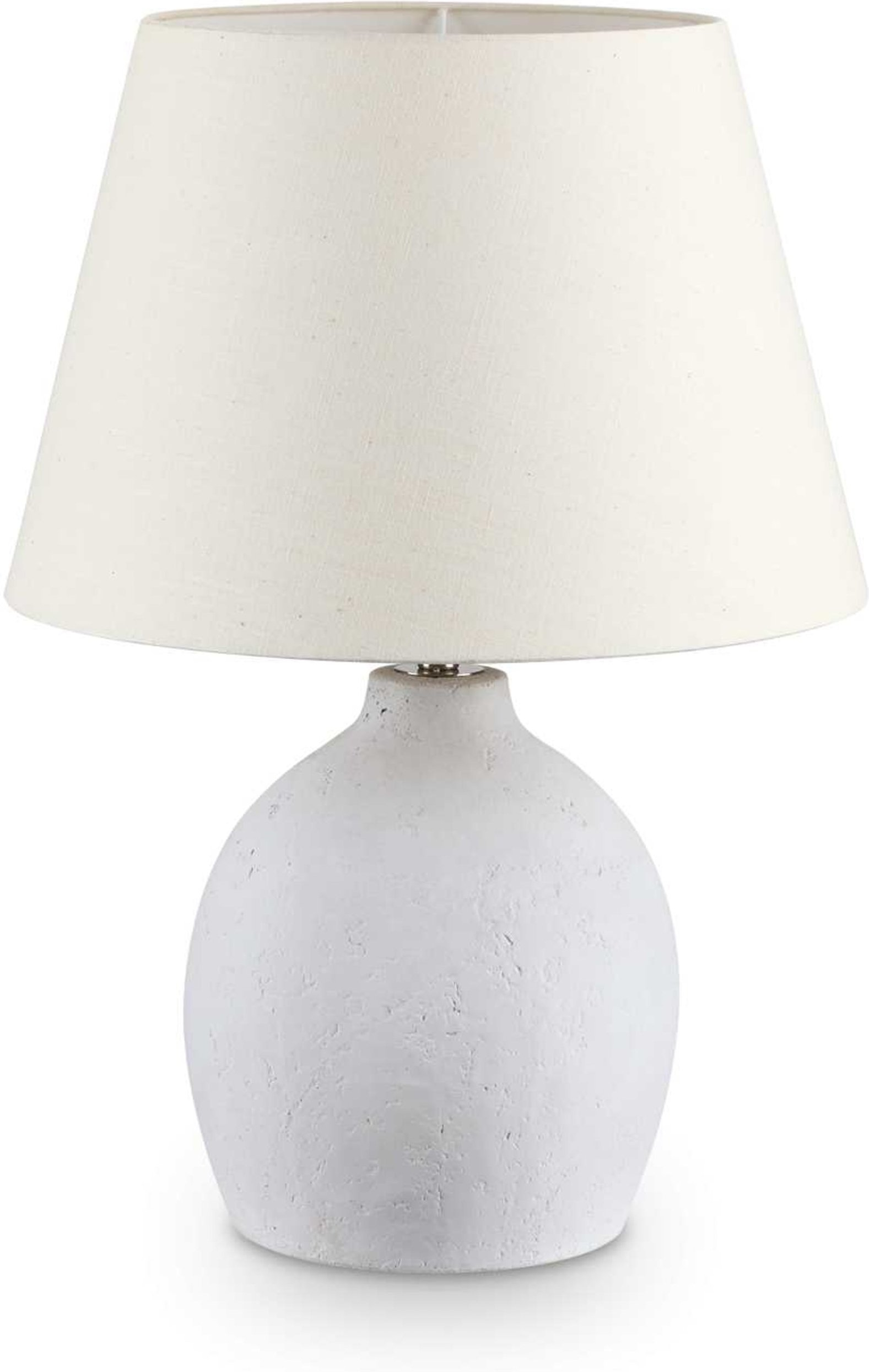 Bordlampe Ideal Lux Boulder Beton Med Stofskærm ø38 H55