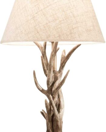 Bordlampe Ideal Lux Chalet ø41h65 Metal Harpiks Med Beige Stofskærm