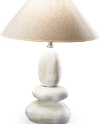 Bordlampe Ideal Lux Dolomiti Håndlavet Keramik Med Beige Stofskærm ø33 H44