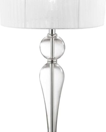 Bordlampe Ideal Lux Duchessa Glas Krom Med Plisseret Organza Skærm ø36 H64