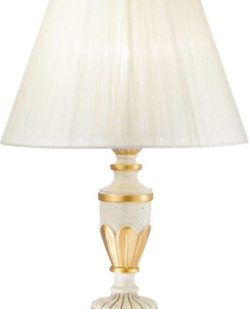 Bordlampe Ideal Lux Firenze Hvid Harpiks Med Antik Bladguld ø24xh35