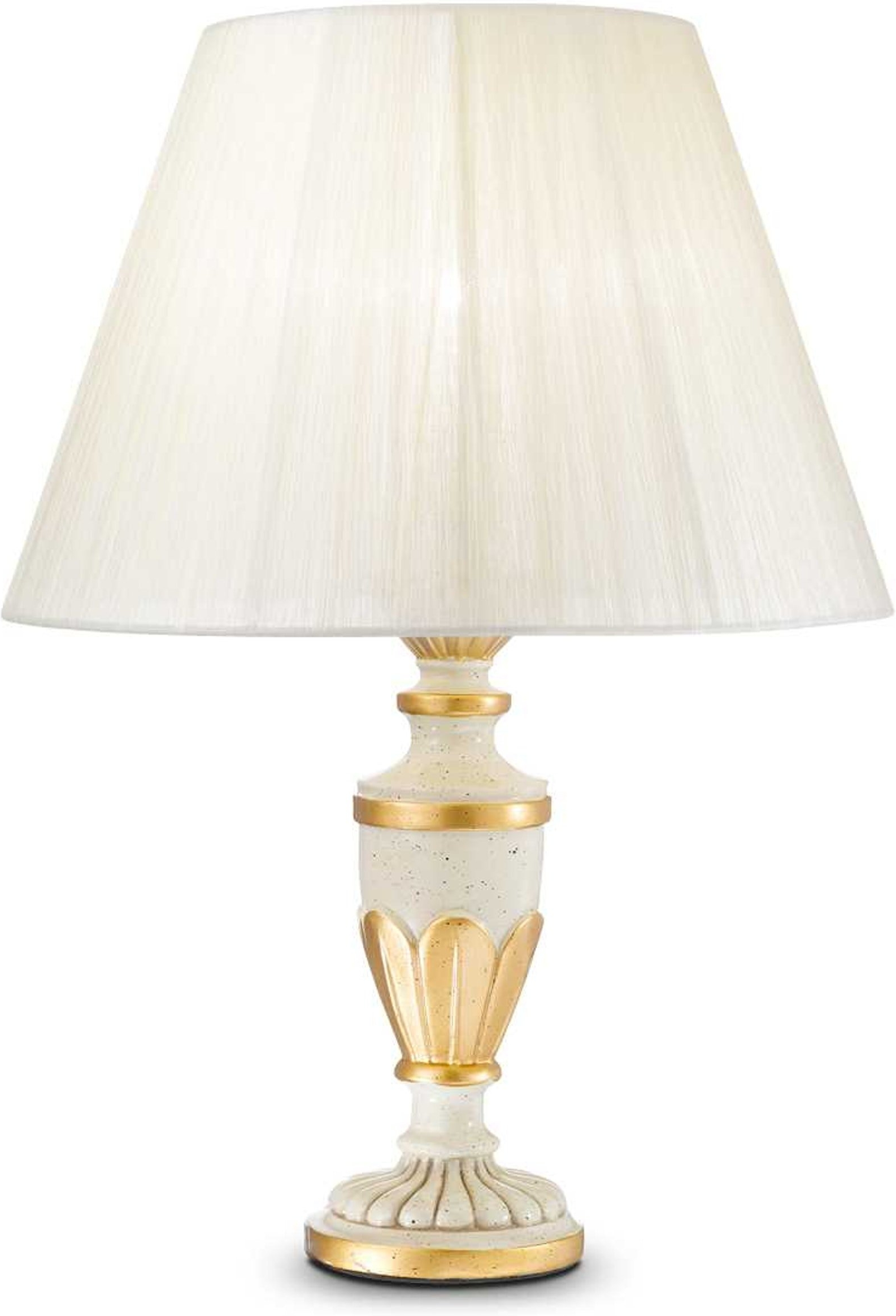 Bordlampe Ideal Lux Firenze Hvid Harpiks Med Antik Bladguld ø24xh35