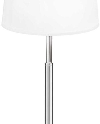 Bordlampe Ideal Lux Hilton ø18 Hvid Krom Med Glas Stofskærm